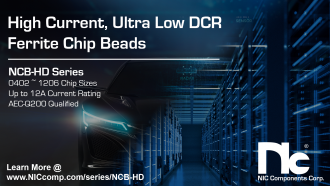 Neu von NIC Components: Hochstrom-Chip-Bead-Ferrite mit sehr niedrigem Gleichstromwiderstand